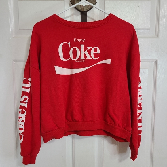 Coca-Cola Woman's Long Sleeve Crewneck Sweatshirt, Size: Medium Color: Red - Picture 4 of 16